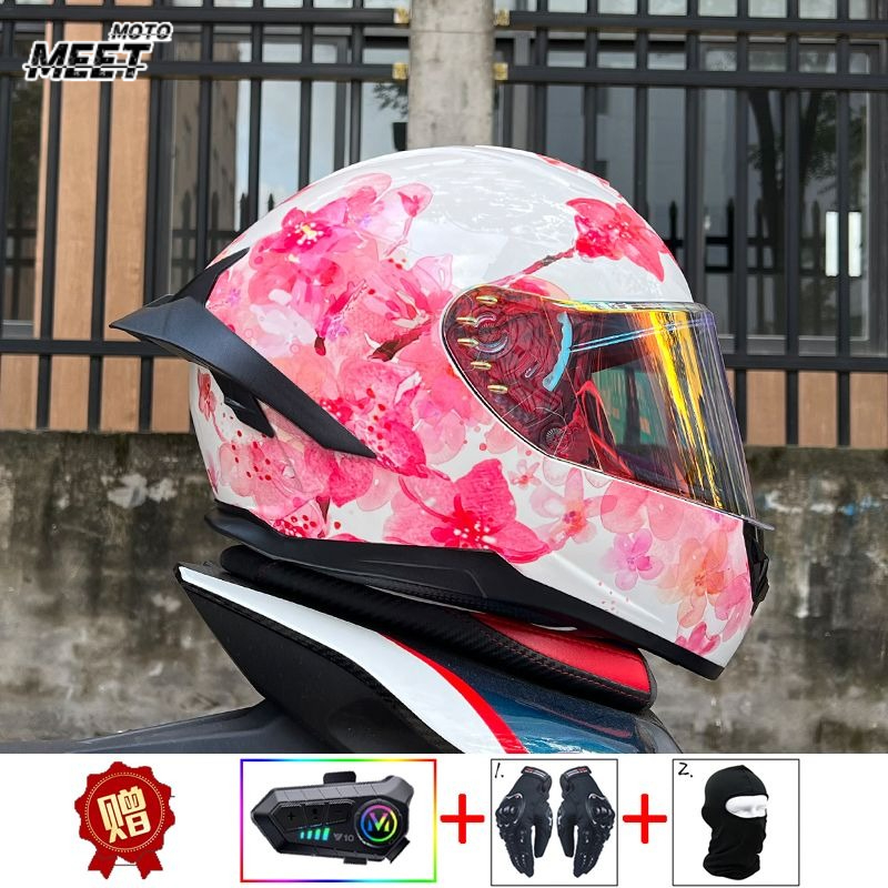 Full Face Motorcycle Helmet With Bluetooth - ORZ motorfiets Bluetooth-helm Vier seizoenen motorhelm