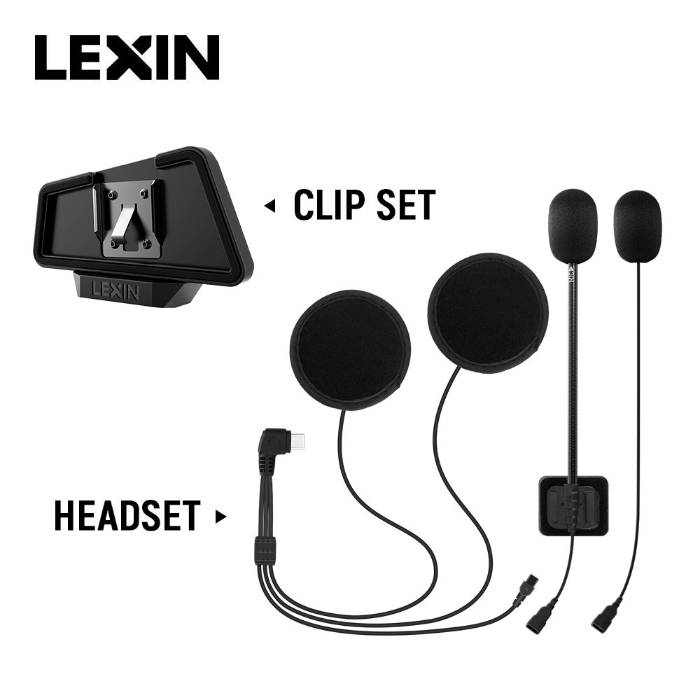 Full Face Motorcycle Helmet With Bluetooth - LEXIN LX-B4FM-X Intercom Headset & Clip