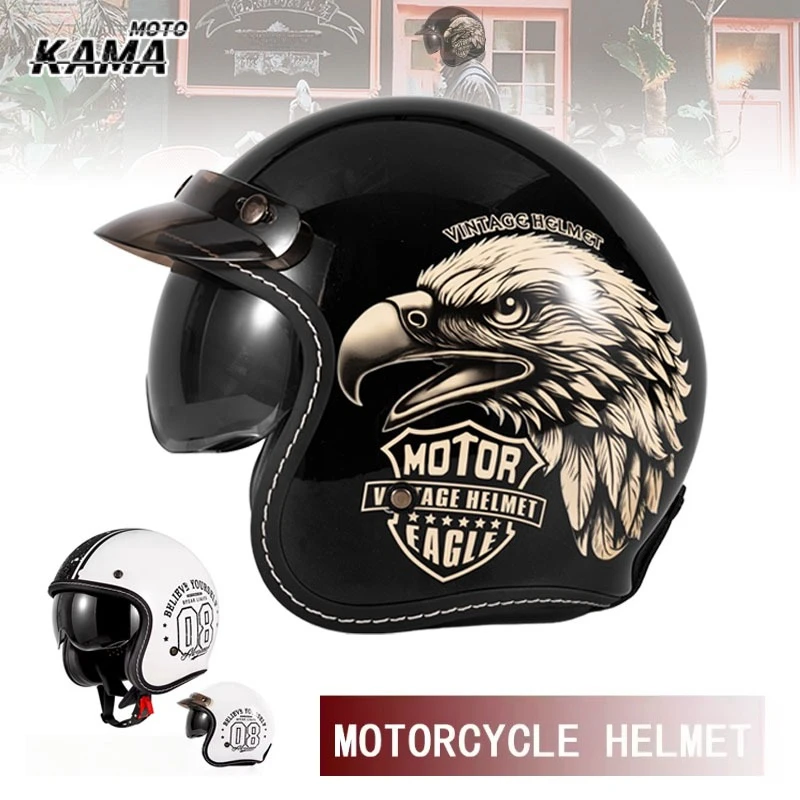 Vintage Open Face Retro Helmet - HOT Open Face Motorhelm Vintage Moto