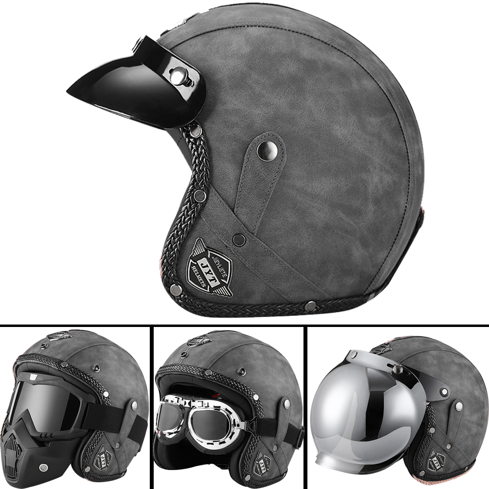 DOT 3/4 Open Gezicht Motorfiet - Vintage Open Face Retro Helmet recensie en prijs